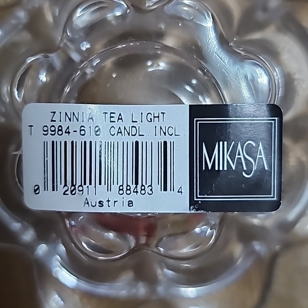 New Mikasa Zinnia Votive Tea Light Candle Holder Set of 2 Crystal Glass Elegant - Picture 4 of 6